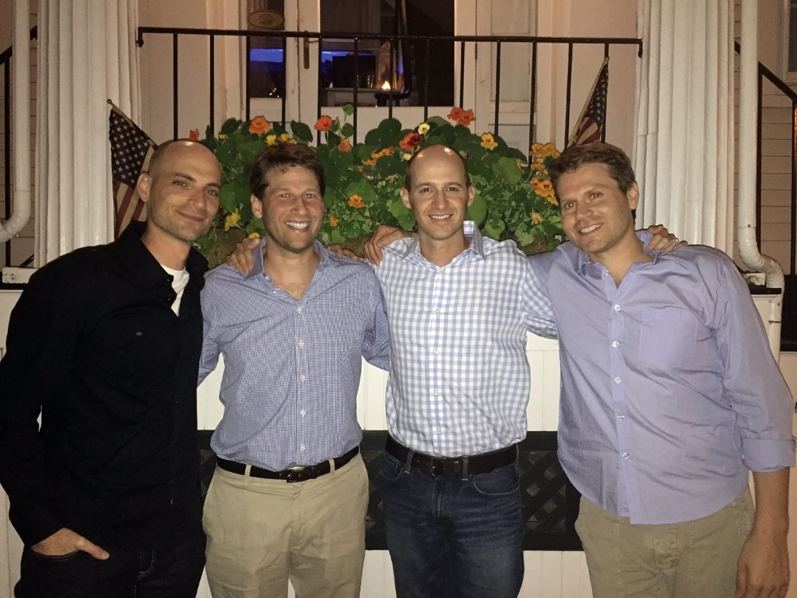 Stephen Padilla (C’97), Matt Rizzo (C’97), Robert Walton (C’97), and Rob Rizzo (C’99) reunite for Matt’s 40th birthday celebration in Nantucket in 2005. The Rizzo brothers formed lifelong friendships at Georgetown, which is why they chose to support Georgetown’s trailblazing CMEA programs.