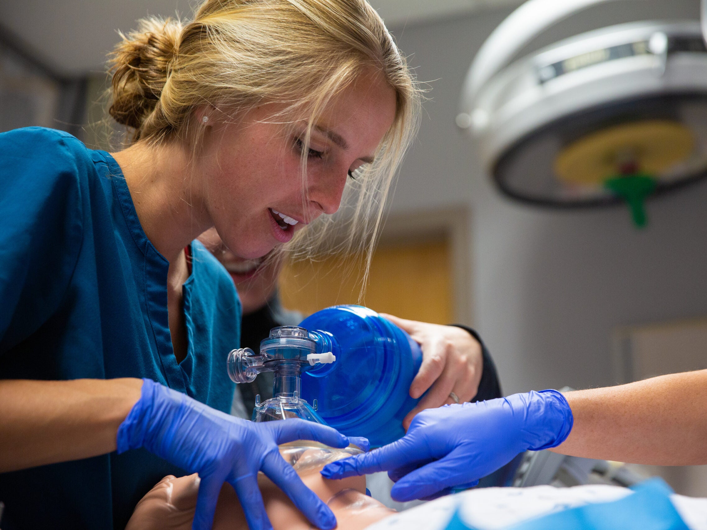 Nursing student working in St. Mary's simulation lab