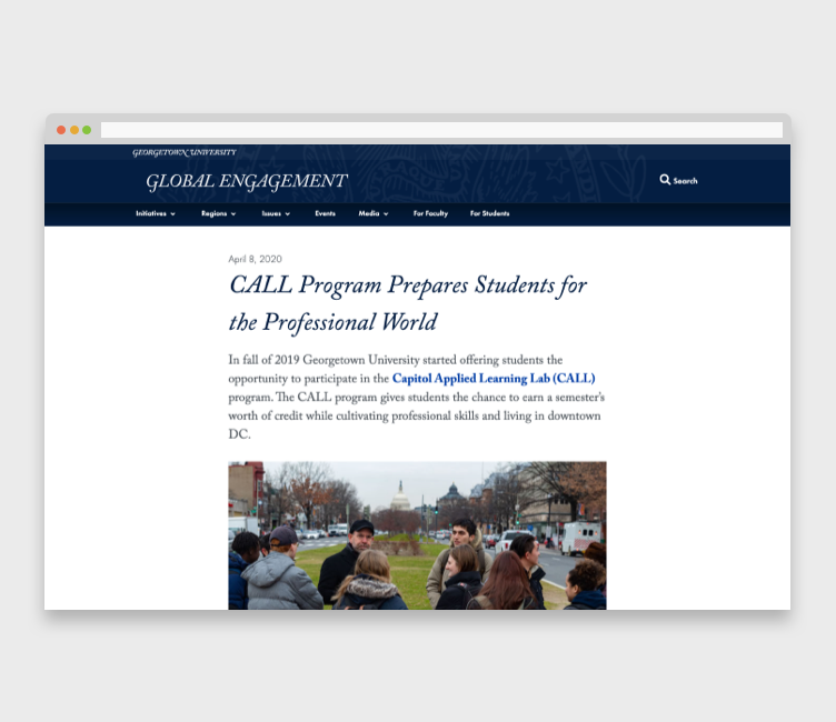 CALL webpage screenshot